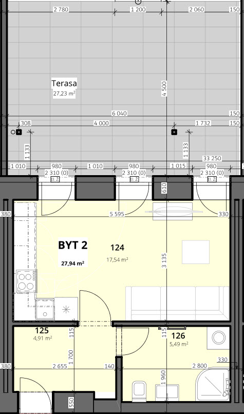 Byt č. 2 / 1+kk / 1.PP